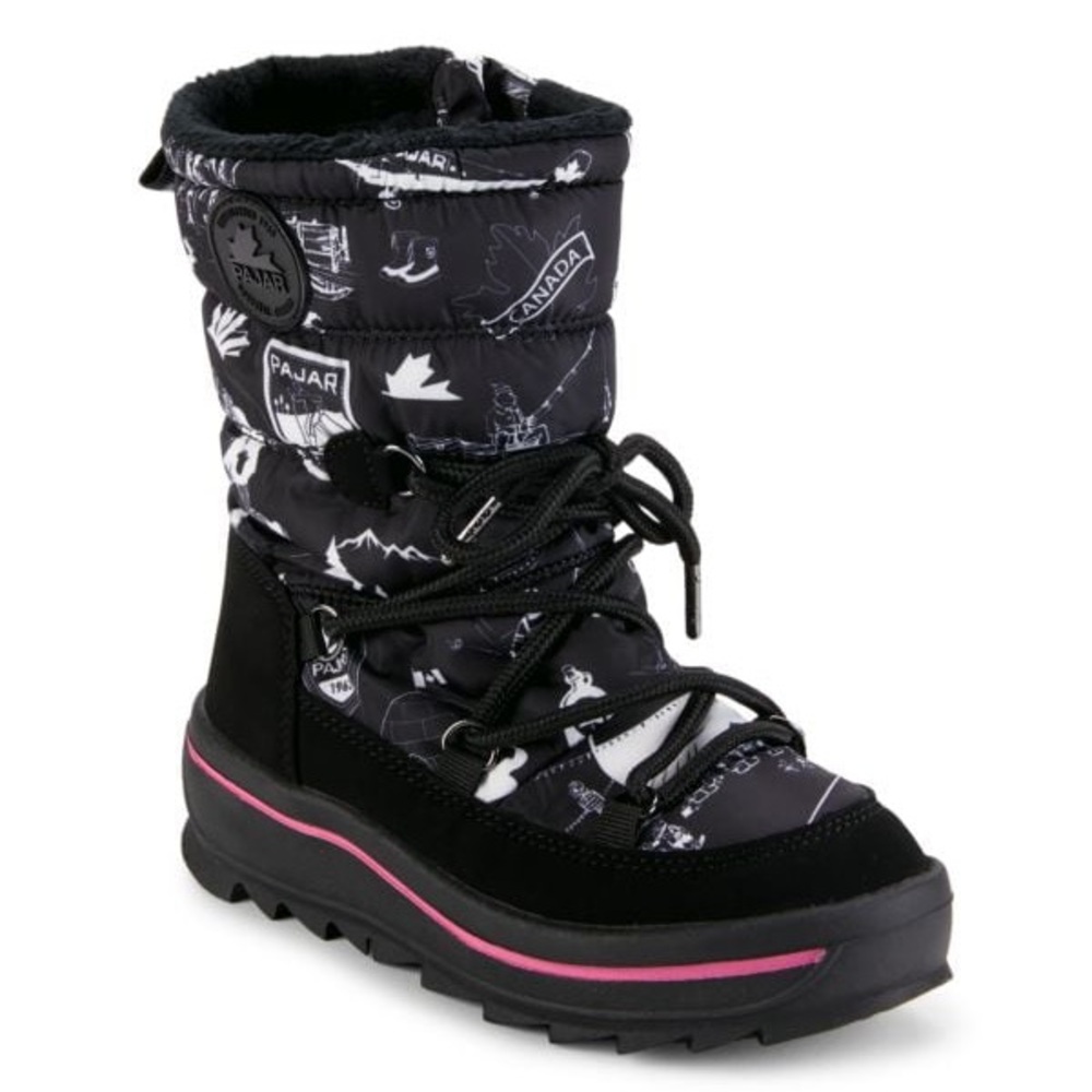 PAJAR Black and Pink Patterned Winter Tirana Boots SIZE 3